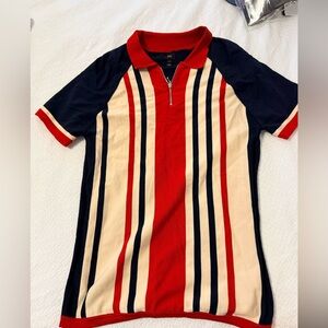 Striped Polo Shirt with Zipper by River Island